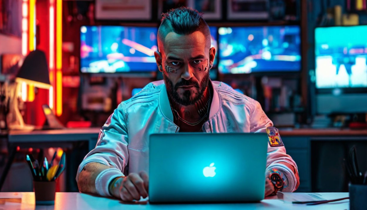 MacBook в мире Cyberpunk 2077